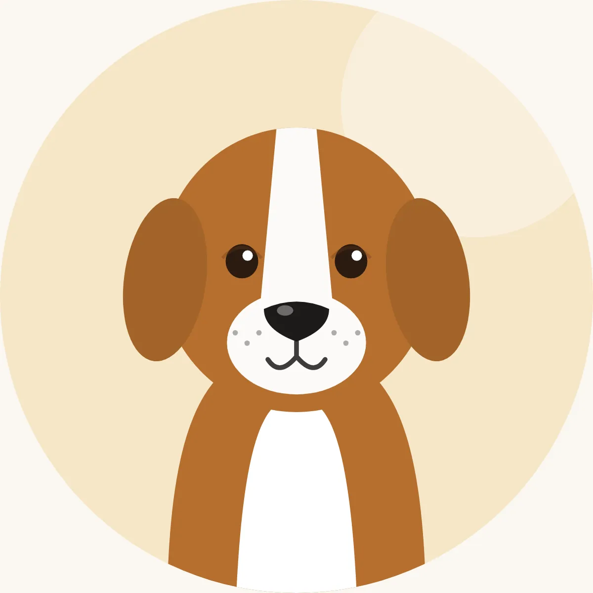Beagle-harrier – piirroskuva rodun tyypillisestä ulkonäöstä (kolmivärinen)