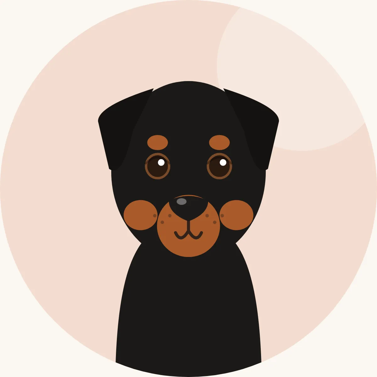 Dobermanni – piirroskuva rodun tyypillisestä ulkonäöstä (musta tai ruskea ruosteenpunaisin merkein)
