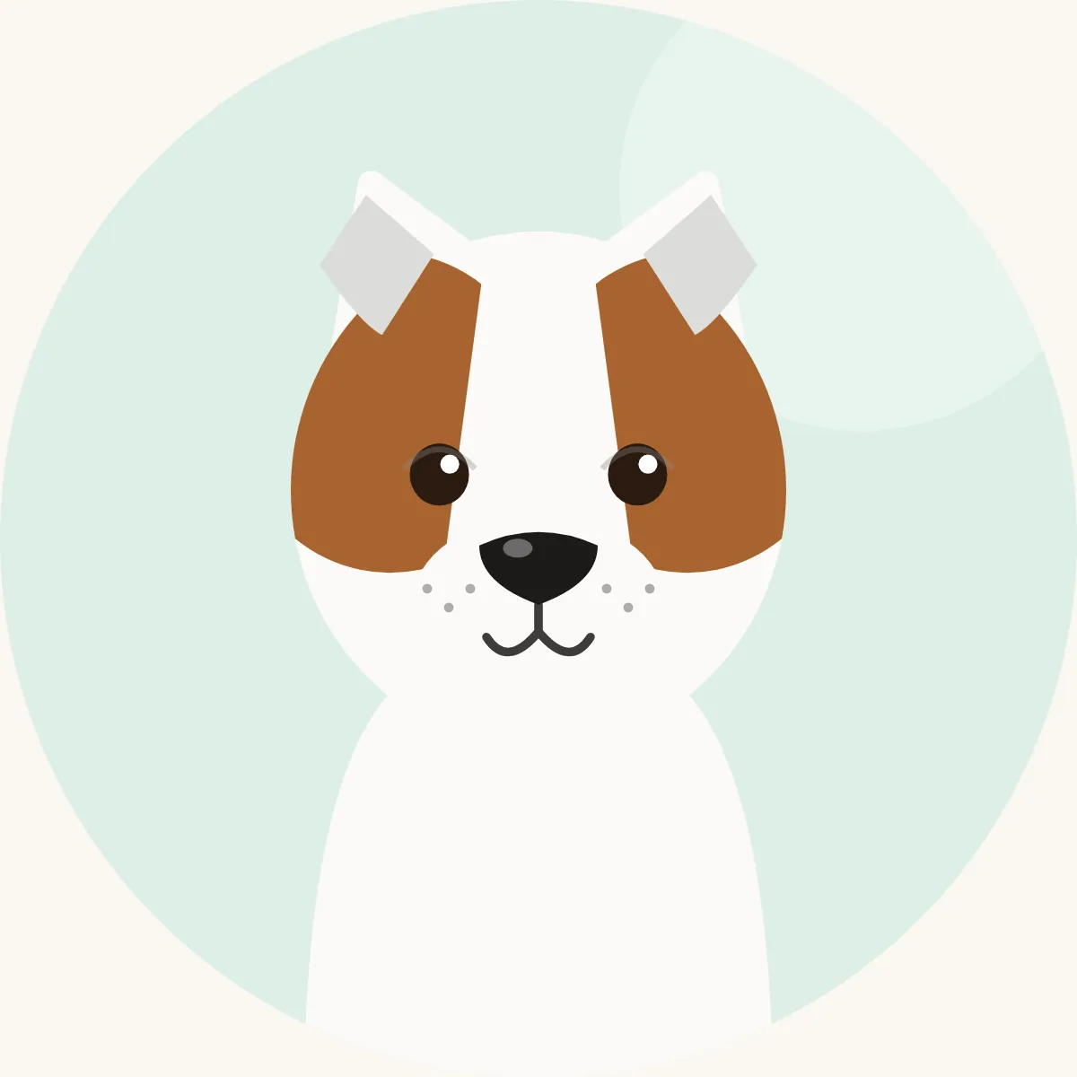 Jackrussellinterrieri – piirroskuva rodun tyypillisestä ulkonäöstä (valkoinen musta- tai ruskeamerkein)