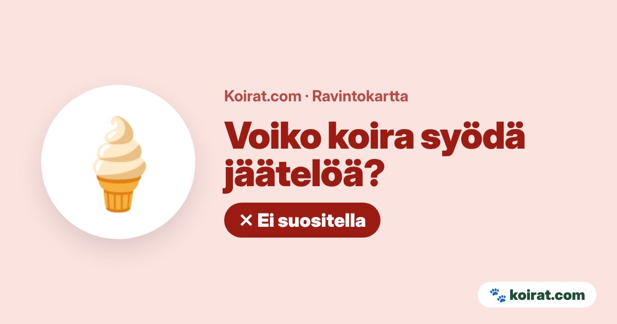 Voiko koira syödä jäätelöä? Ei